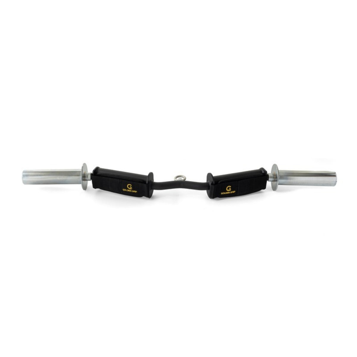 Golden Grip Brachio Blaster arm blaster bar - front view with Olympic loading sleeves